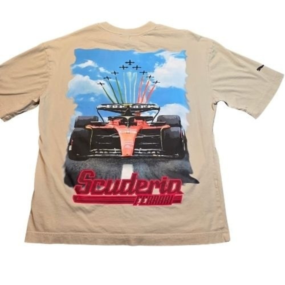 Puma Scuderia Ferrari Mens M Tan Racing T-Shirt Formula 1 Racing Motorsport F1